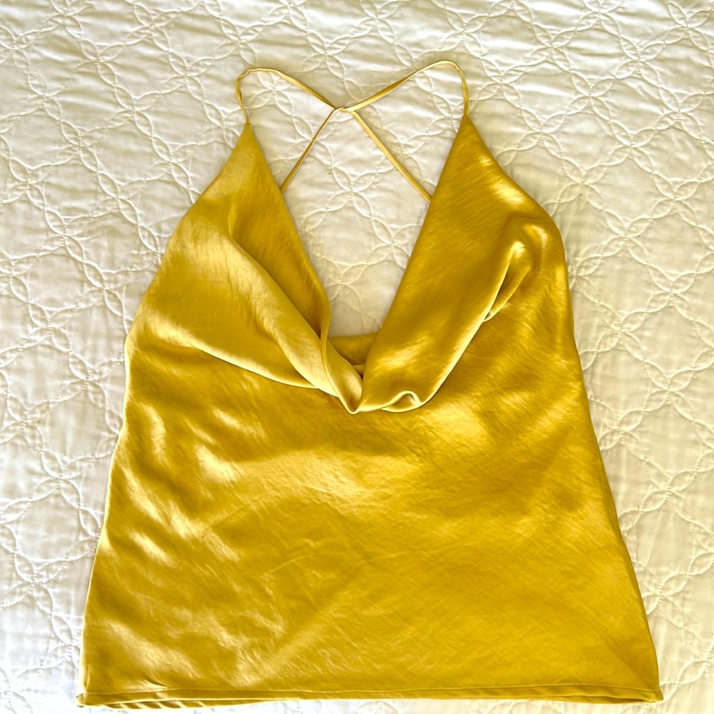Bubbles and Lace metallic gold tank top